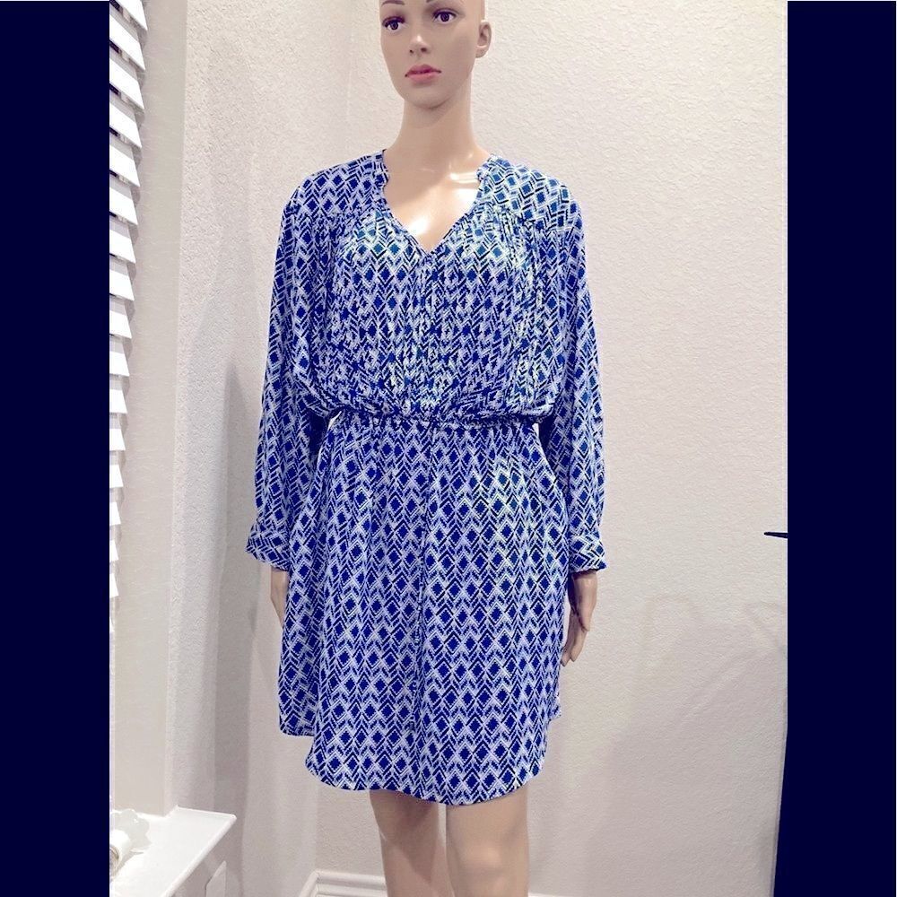 Maeve Anthropologie Aztec design v-neck belted mini dress w/pockets,fully lined.